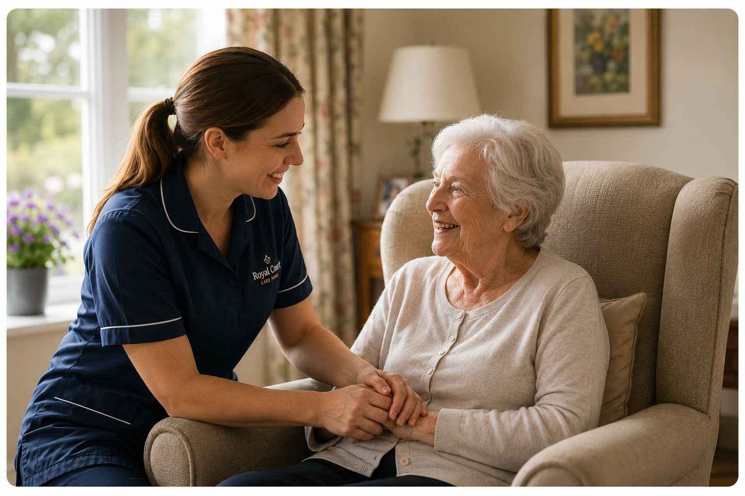 A comfortable residential room at Royal Court Care Home